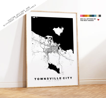 Townsville Map Print - City Map Poster - Map Wall Art - Australia City Maps - Townsville City Print - Poster - Minimalist City Map