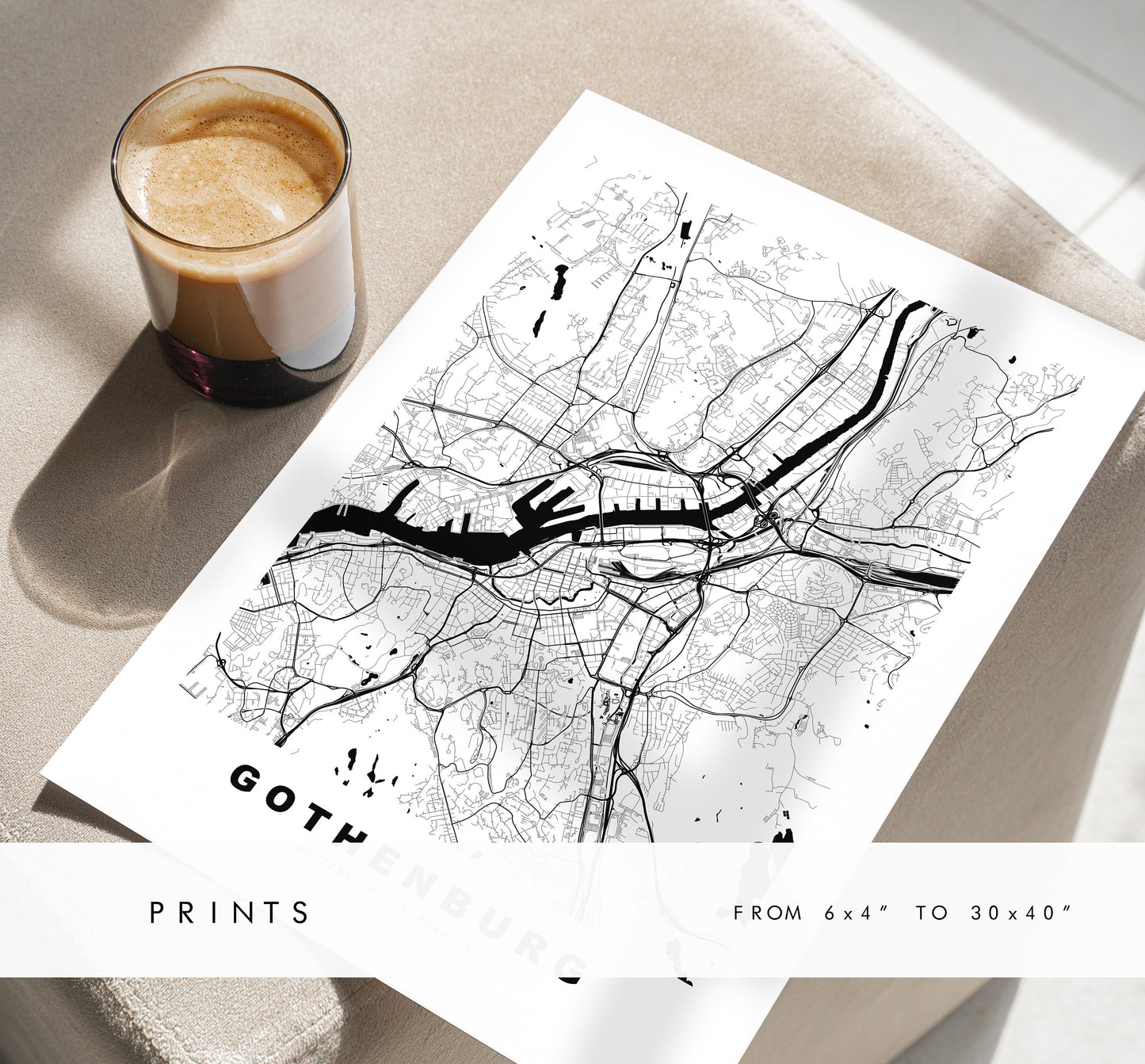 Gothenburg Map Print - City Map Poster - Map Wall Art - Sweden City Maps - Gothenburg Print - Gothenburg Poster - Minimalist City Map