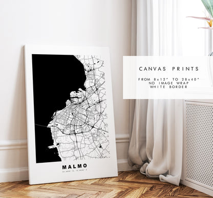 Malmo Map Print - City Map Poster - Map Wall Art - Sweden City Maps - Malmo Print - Malmo Poster - Minimalist City Map - Sweden