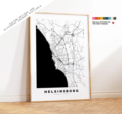 Helsingborg Map Print - City Map Poster - Map Wall Art - Sweden City Maps - Helsingborg Print - Helsingborg Poster - Minimalist City Map