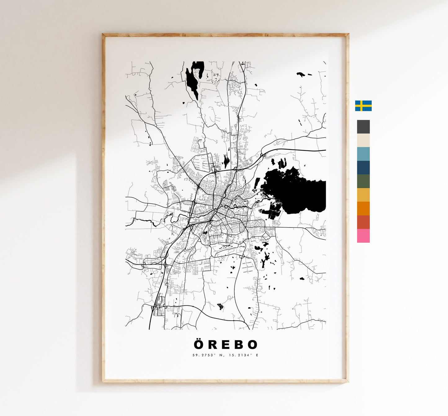 Orebo Map Print - City Map Poster - Map Wall Art - Sweden City Maps - Örebro Print - Örebro Poster - Minimalist City Map - Sweden