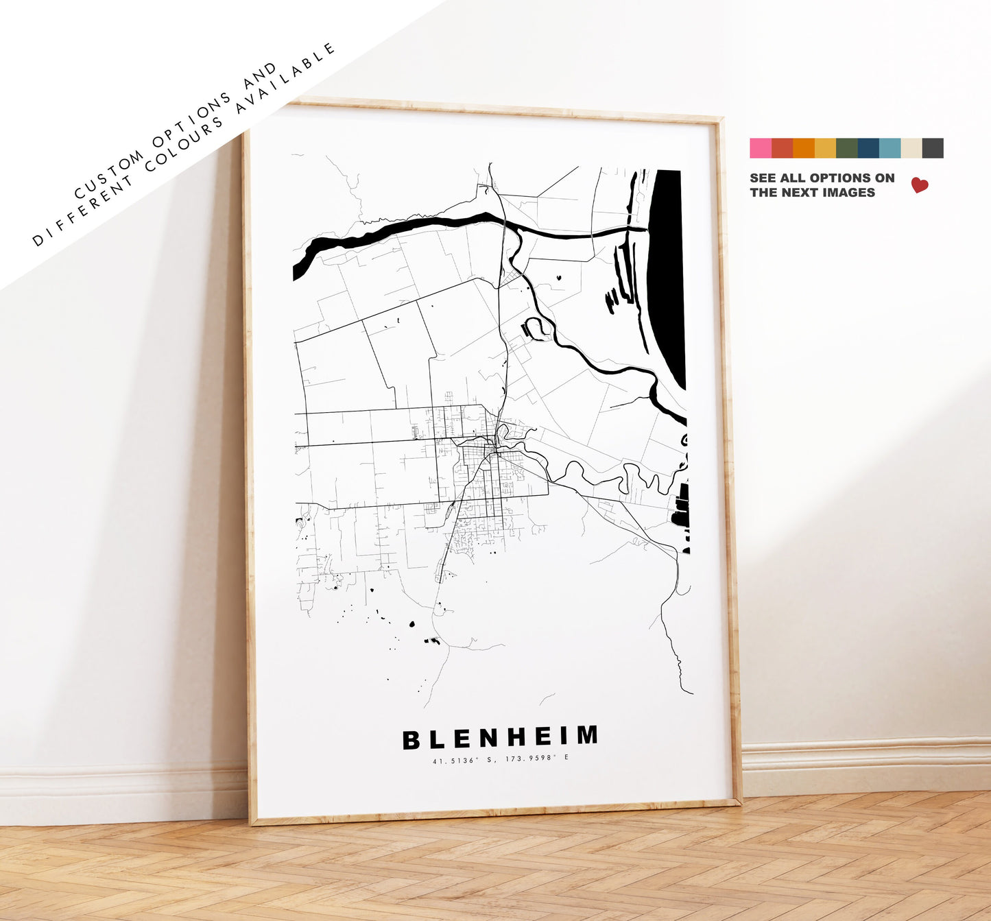 Blenheim Map Print - City Map Poster - Map Wall Art - New Zealand City Maps - Blenheim Print - Blenheim Poster - Minimalist City Map