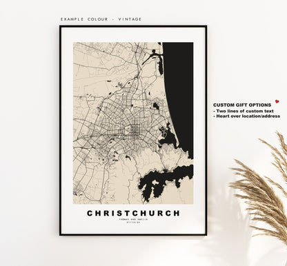 Christchurch Map Print - City Map Poster - Map Art - New Zealand City Maps - Christchurch Print - Christchurch Poster - Minimalist City Map