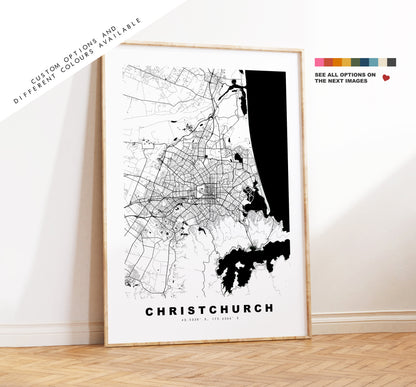 Christchurch Map Print - City Map Poster - Map Art - New Zealand City Maps - Christchurch Print - Christchurch Poster - Minimalist City Map