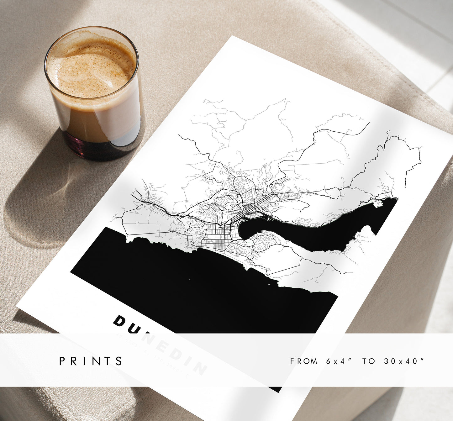 Dunedin Map Print - City Map Poster - Map Wall Art - New Zealand City Maps - Dunedin Print - Dunedin Poster - Minimalist City Map