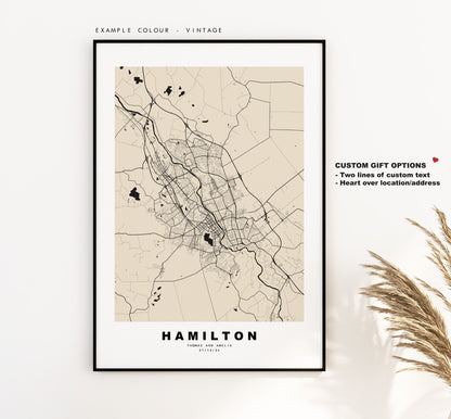 Hamilton Map Print - City Map Poster - Map Wall Art - New Zealand City Maps - Hamilton Print - Hamilton Poster - Minimalist City Map