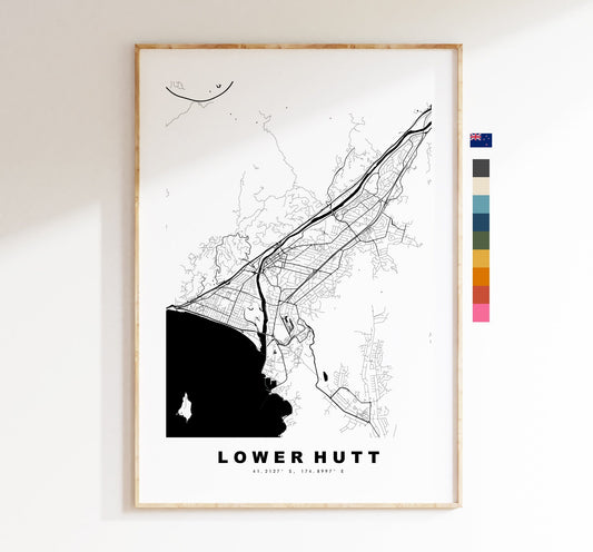 Lower Hutt Map Print - City Map Poster - Map Wall Art - New Zealand City Maps - Lower Hutt Print - Lower Hutt Poster - Minimalist City Map