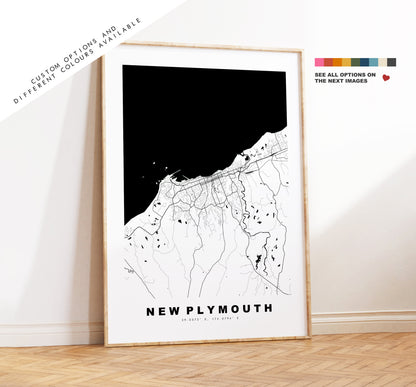 New Plymouth Map Print - City Map Poster - Map Wall Art - New Zealand City Maps - New Plymouth Print - Poster - Minimalist City Map