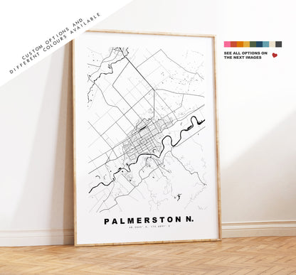 Palmerston North Map Print - City Map Poster - Map Wall Art - New Zealand City Maps - Palmerston Print - Poster - Minimalist City Map