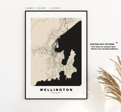 Wellington Map Print - City Map Poster - Map Wall Art - New Zealand City Maps - Wellington Print - Wellington Poster - Minimalist City Map