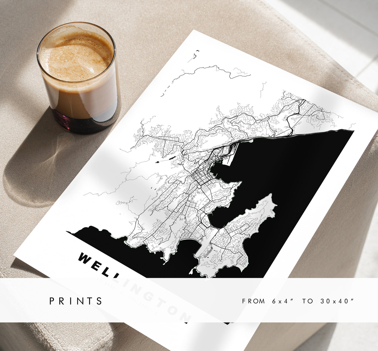 Wellington Map Print - City Map Poster - Map Wall Art - New Zealand City Maps - Wellington Print - Wellington Poster - Minimalist City Map