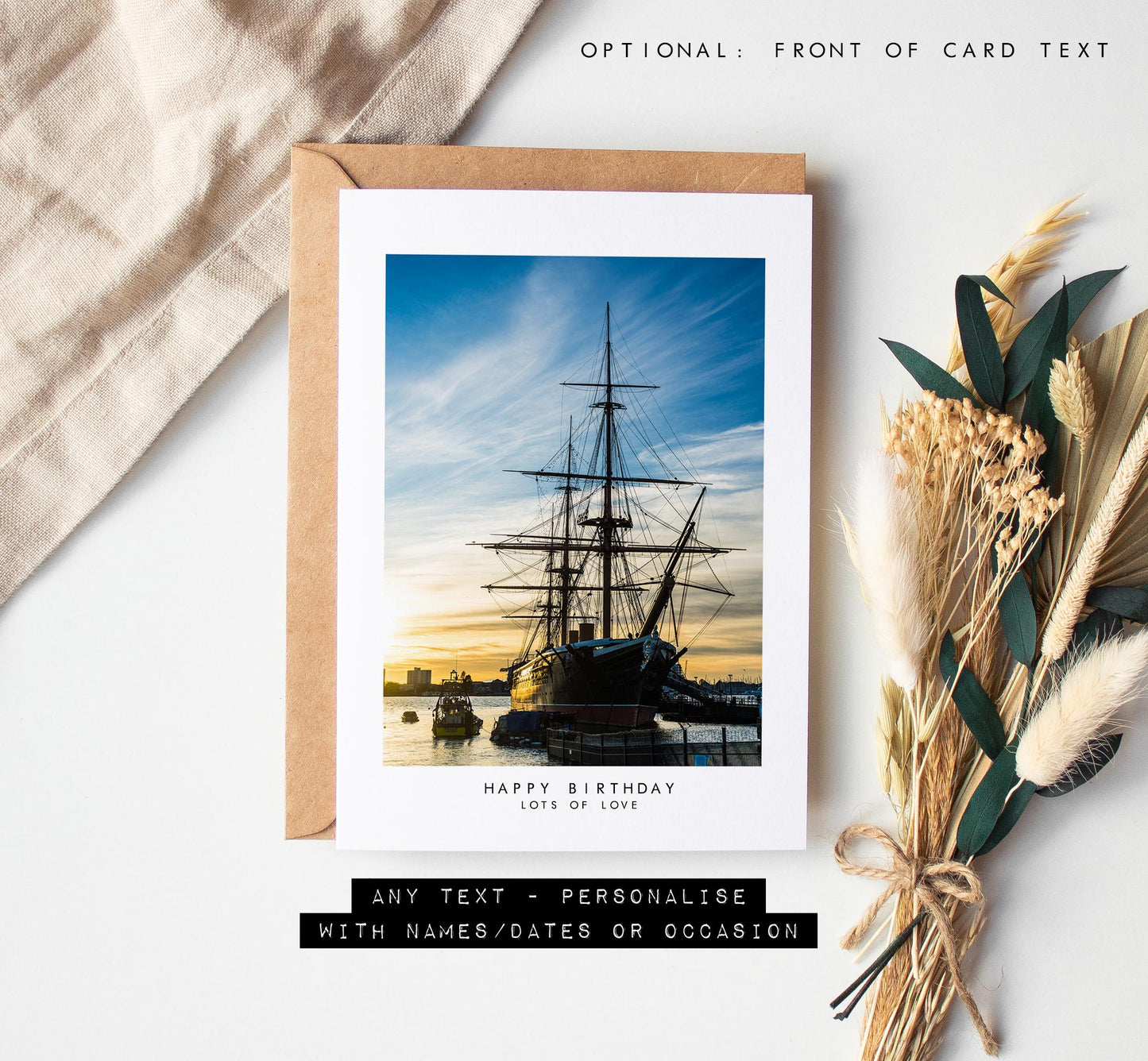 HMS Warrior Greeting Card - Portsmouth and Southsea Photography Greeting Cards - Envelope Included - Birthday - Wedding - Anniversary