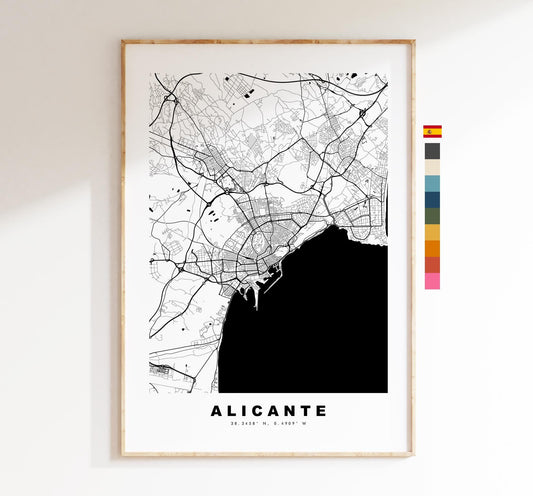 Alicante Map Print - City Map Poster - Map Art - Map Wall Art - Spain City Maps - Alicante Print - Alicante Poster - Minimalist City Map