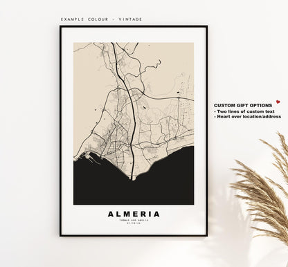 Almeria Map Print - City Map Poster - Map Art - Map Wall Art - Spain City Maps - Almeria Print - Almeria Poster - Minimalist City Map