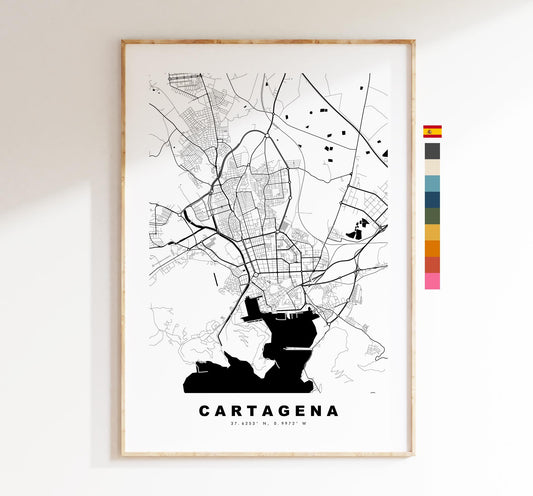 Cartagena Map Print - City Map Poster - Map Art - Map Wall Art - Spain City Maps - Cartagena Print - Cartagena Poster - Minimalist City Map