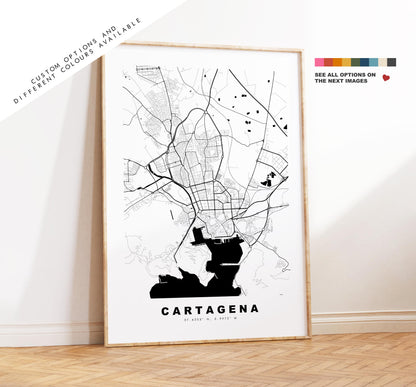 Cartagena Map Print - City Map Poster - Map Art - Map Wall Art - Spain City Maps - Cartagena Print - Cartagena Poster - Minimalist City Map