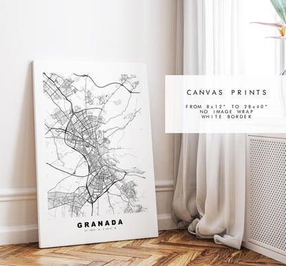 Granada Map Print - City Map Poster - Map Art - Map Wall Art - Spain City Maps - Granada Print - Granada Poster - Minimalist City Map