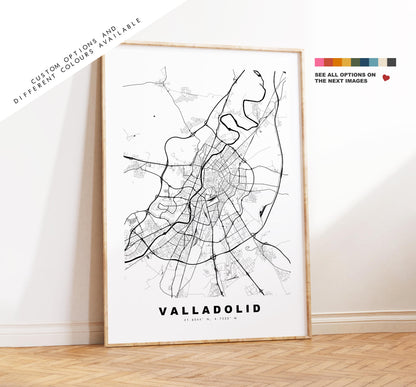 Valladolid Map Print - City Map Poster - Map Art - Map Wall Art - Spain City Maps - Valladolid Print - Poster - Minimalist City Map