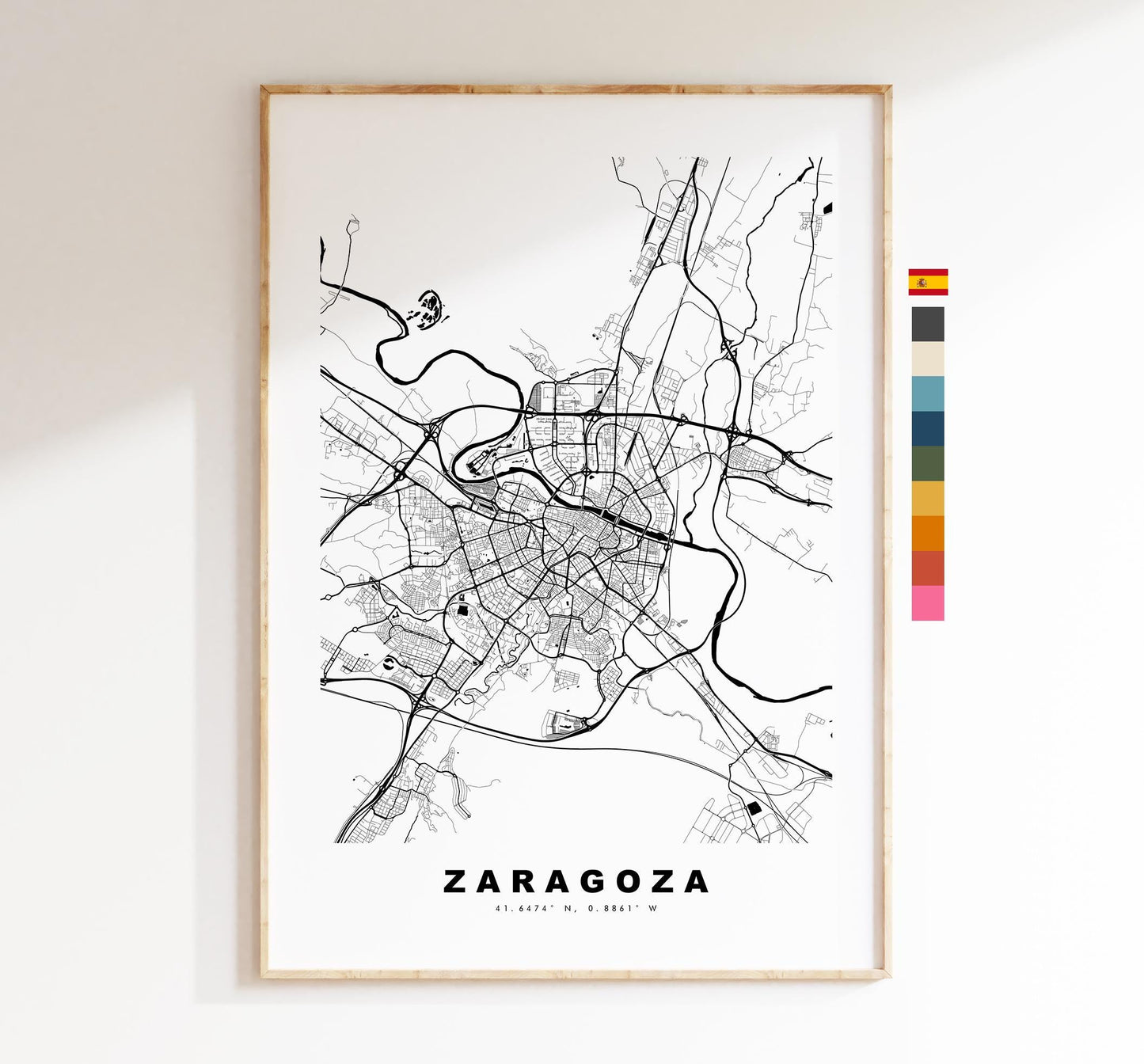 Zaragoza Map Print - City Map Poster - Map Art - Map Wall Art - Spain City Maps - Zaragoza Print - Zaragoza Poster - Minimalist City Map