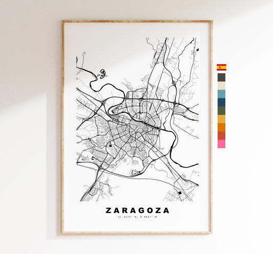 Zaragoza Map Print - City Map Poster - Map Art - Map Wall Art - Spain City Maps - Zaragoza Print - Zaragoza Poster - Minimalist City Map