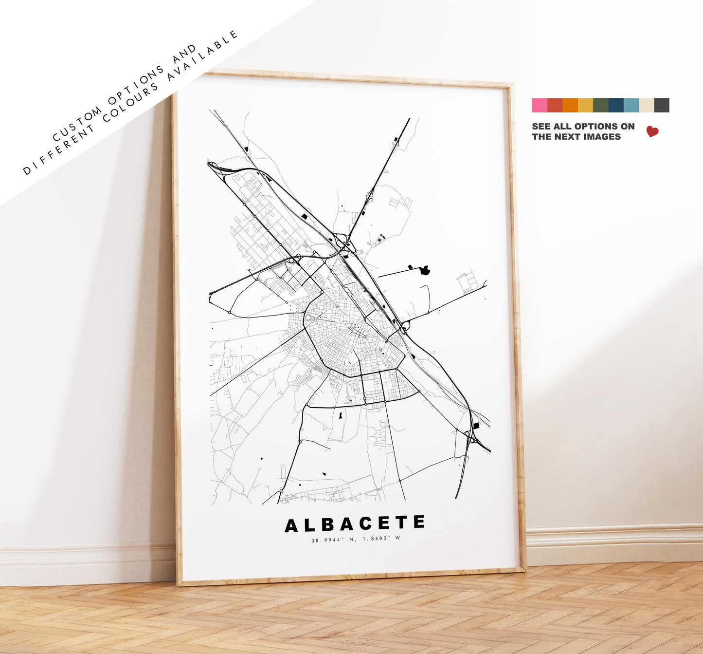 Albacete Map Print - City Map Poster - Map Art - Map Wall Art - Spain City Maps - Albacete Print - Albacete Poster - Minimalist City Map