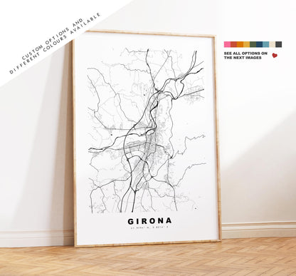 Girona Map Print - City Map Poster - Map Art - Map Wall Art - Spain City Maps - Girona Print - Girona Poster - Minimalist City Map