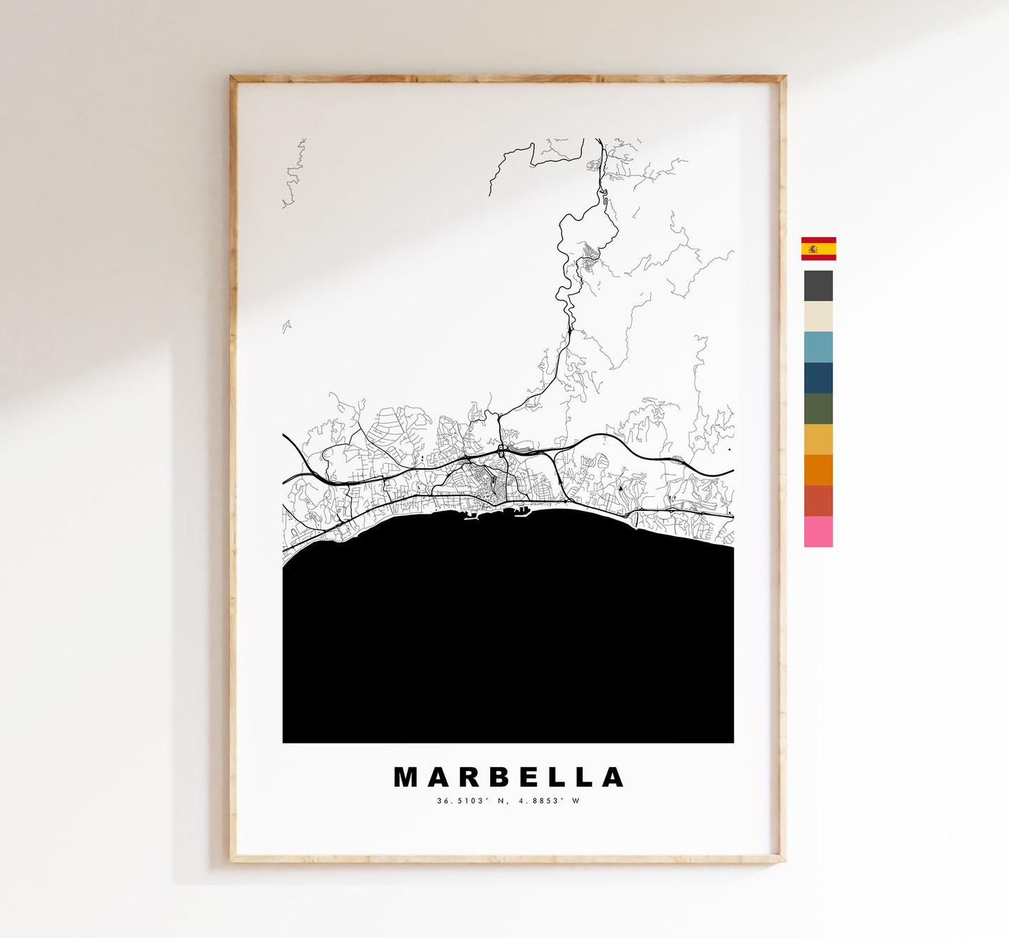 Marbella Map Print - City Map Poster - Map Art - Map Wall Art - Spain City Maps - Marbella Print - Marbella Poster - Minimalist City Map