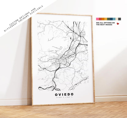 Oviedo Map Print - City Map Poster - Map Art - Map Wall Art - Spain City Maps - Oviedo Print - Oviedo Poster - Minimalist City Map