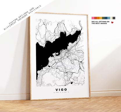 Vigo Map Print - City Map Poster - Map Art - Map Wall Art - Spain City Maps - Vigo Print - Vigo Poster - Minimalist City Map