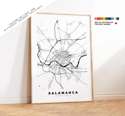 Salamanca Map Print - City Map Poster - Map Art - Map Wall Art - Spain City Maps - Salamanca Print - Salamanca Poster - Minimalist City Map