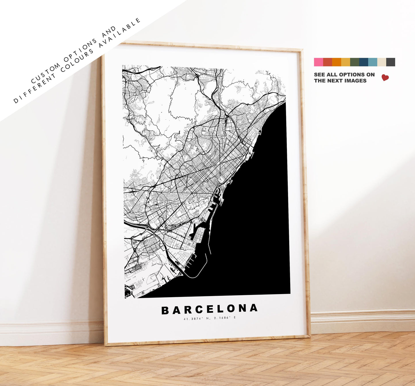 Barcelona Map Print - City Map Poster - Map Art - Map Wall Art - Spain City Maps - Barcelona Print - Barcelona Poster - Minimalist City Map