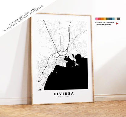 Eivissa Map Print - City Map Poster - Map Art - Map Wall Art - Spain City Maps - Eivissa Print - Ibiza  - Minimalist City Map