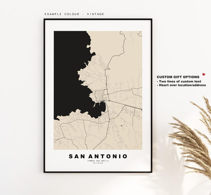 San Antonio Map Print - City Map Poster - Map Art - Map Wall Art - Spain City Maps - Sant Antoni de Portmany - Ibiza  - Minimalist City Map