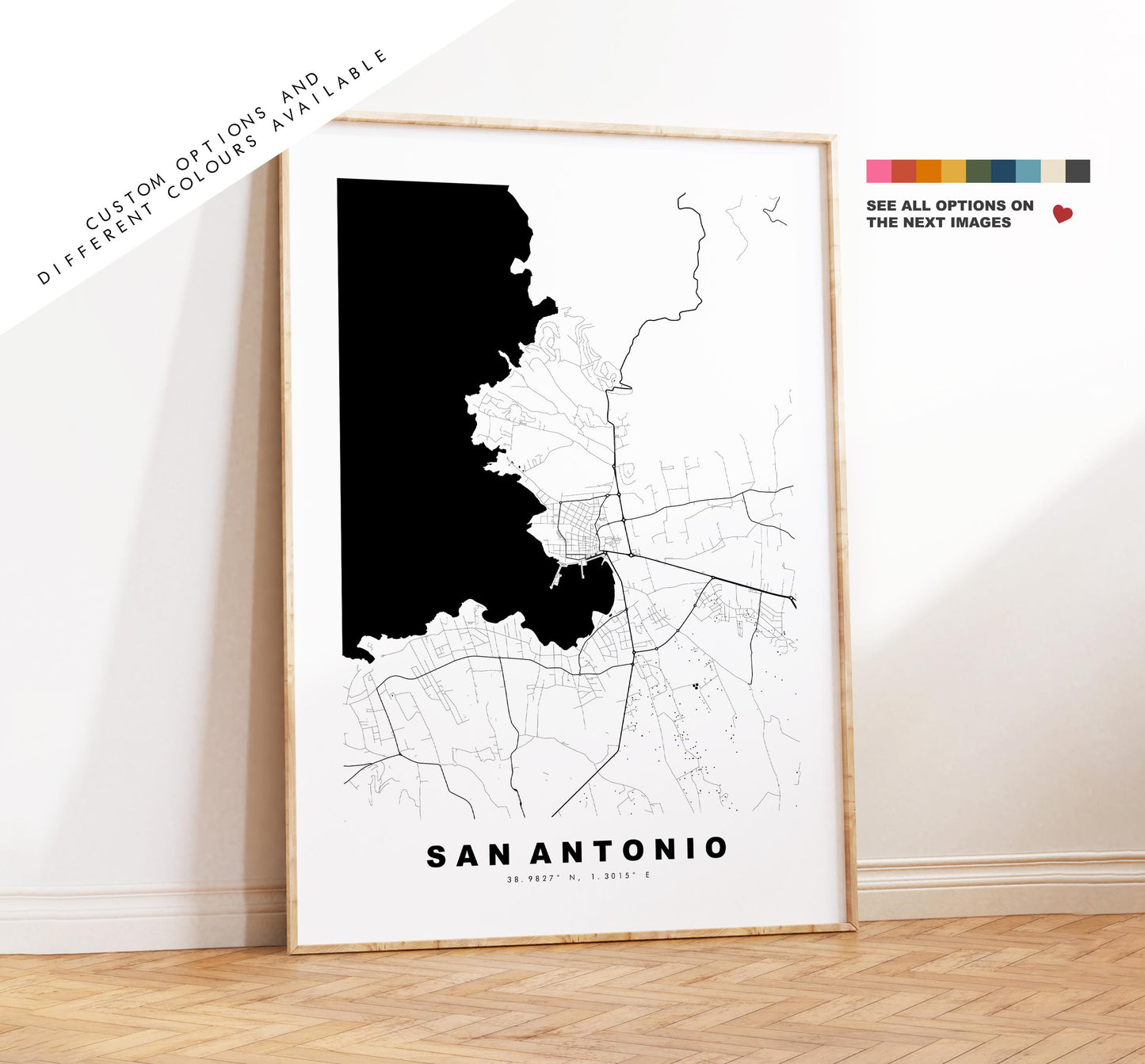 San Antonio Map Print - City Map Poster - Map Art - Map Wall Art - Spain City Maps - Sant Antoni de Portmany - Ibiza  - Minimalist City Map