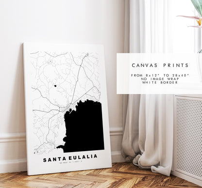 Santa Eulalia Map Print - City Map Poster - Map Art - Map Wall Art - Spain City Maps - Santa Eulària des Riu - Ibiza  - Minimalist City Map