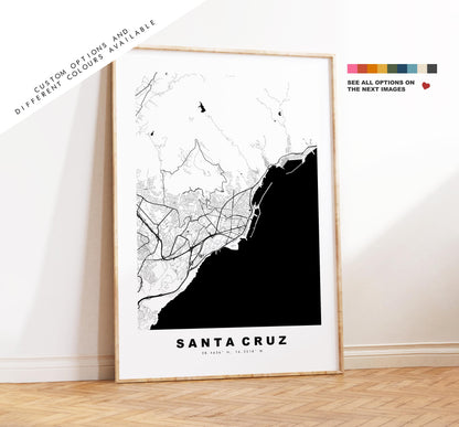 Santa Cruz de Tenerife Map Print - City Map Poster - Map Art - Map Wall Art - Spain City Maps - Print - Tenerife  - Minimalist City Map