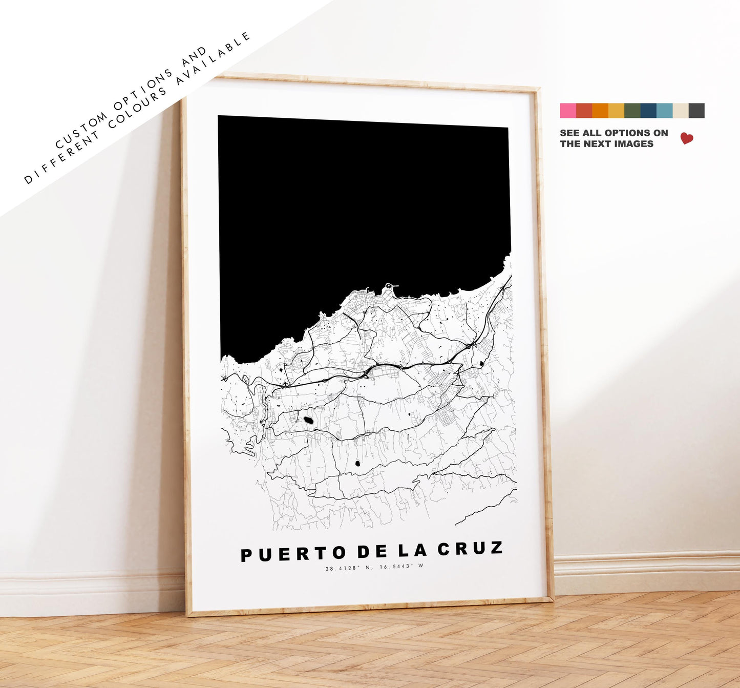 Puerto de la Cruz Map Print - City Map Poster - Tenerife - Map Wall Art - Spain City Maps - Print - Puerto de la Cruz - Minimalist City Map