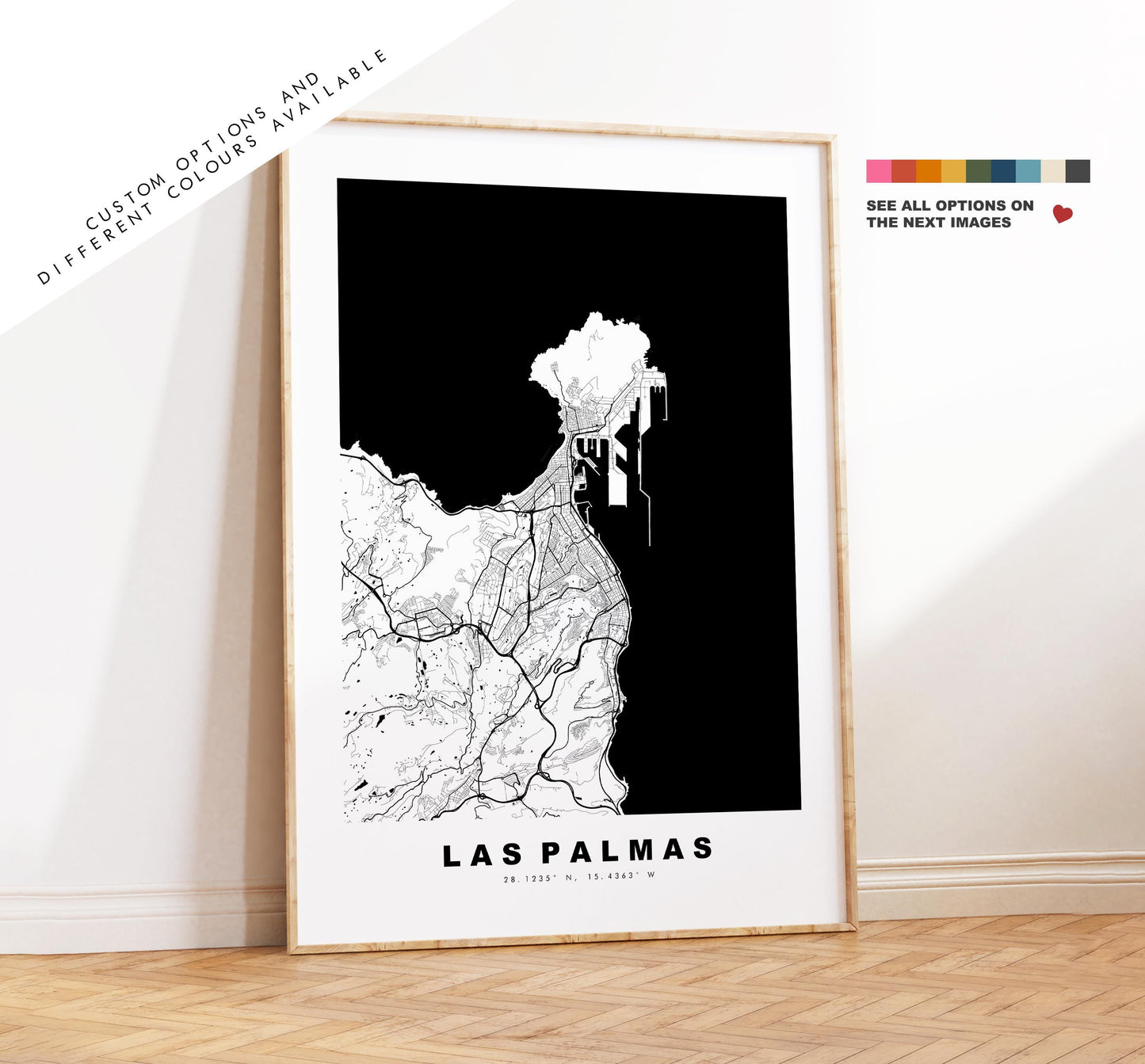 Las Palmas Map Print - City Map Poster - Map Art - Map Wall Art - Spain City Maps - Print - Las Palma de Gran Canaria  - Minimalist City Map