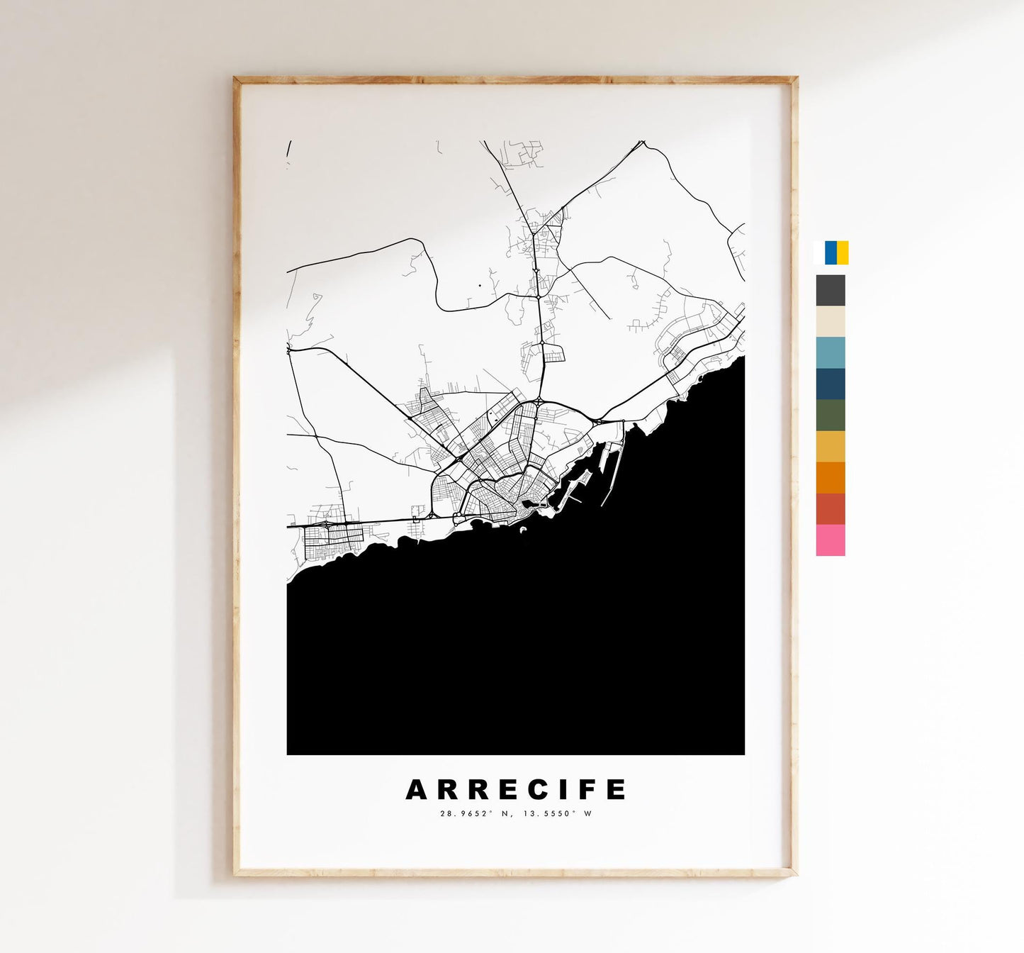 Arrecife Map Print - City Map Poster - Map Art - Map Wall Art - Spain City Maps - Print - Arrecife - Lanzarote  - Minimalist City Map