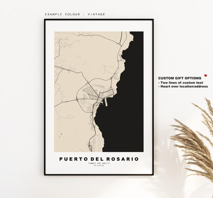 Puerto del Rosario Map Print - City Map Poster - Map Art - Map Wall Art - Spain City Maps - Print - Fuerteventura - Minimalist City Map