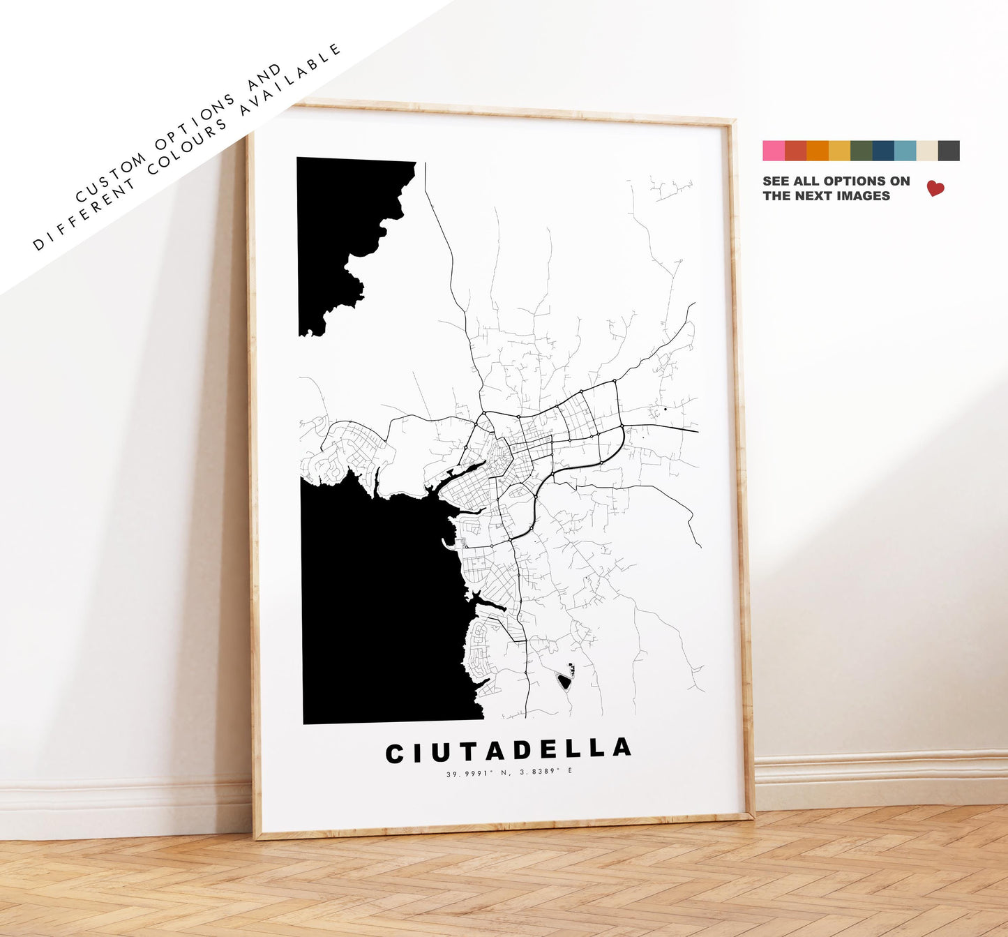 Ciutadella Map Print - City Map Poster - Map Art - Map Wall Art - Spain City Maps - Print - Ciutadella de Menorca  - Minimalist City Map