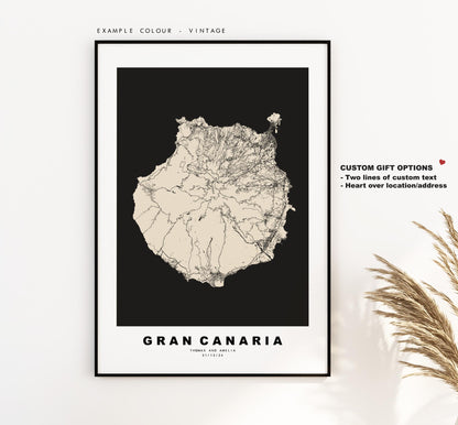 Gran Canaria Map Print - Map Poster - Map Art - Map Wall Art - Spain Maps - Gran Canaria Print - Canary Islands Poster - Minimalist Map