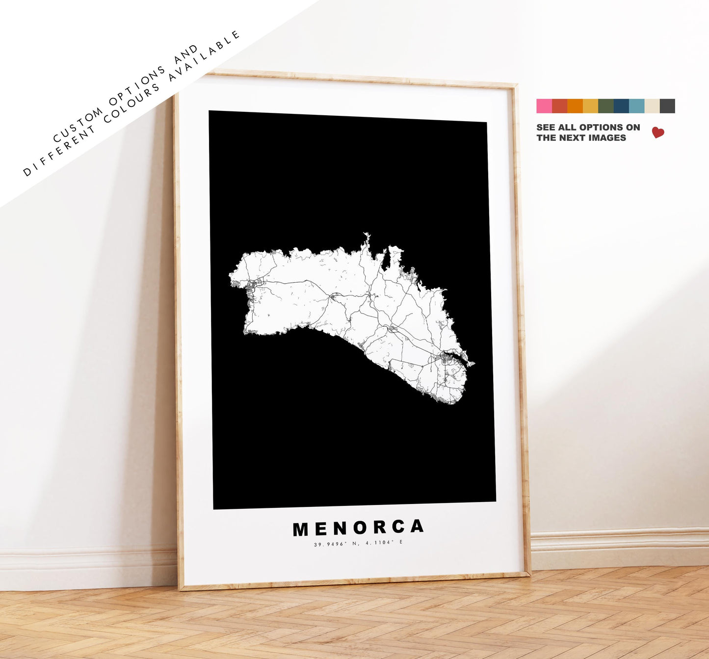 Menorca Map Print - Map Poster - Map Art - Map Wall Art - Spain Maps - Minorca Print - Balearic Islands Poster - Minimalist Map