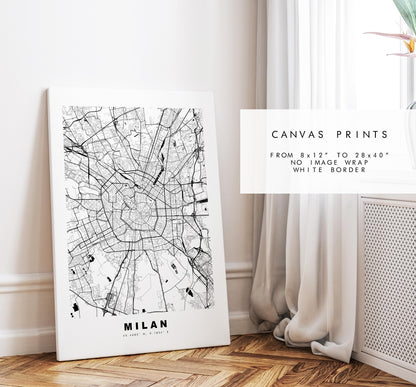 Milan Map Print - City Map Poster - Map Art - Map Wall Art - Italy City Maps - Milan Print - Milan Poster - Minimalist City Map