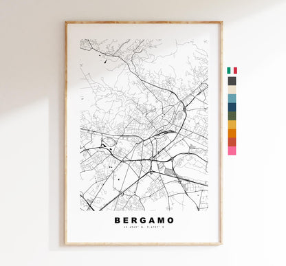 Bergamo Map Print - City Map Poster - Map Art - Map Wall Art - Italy City Maps - Bergamo Print - Bergamo Poster - Minimalist City Map