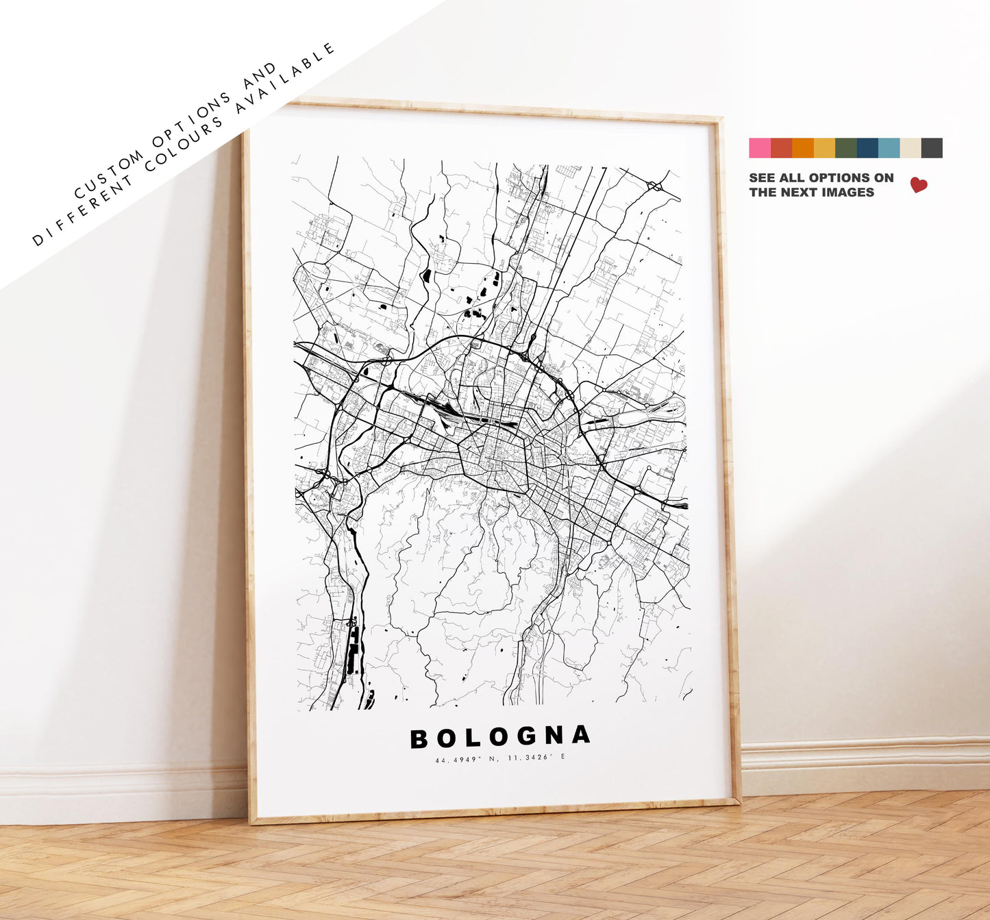 Bologna Map Print - City Map Poster - Map Art - Map Wall Art - Italy City Maps - Bologna Print - Bologna Poster - Minimalist City Map