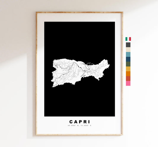 Capri Map Print - Island Map Poster - Map Art - Map Wall Art - Italy Maps - Capri Print - Capri Poster - Minimalist Map