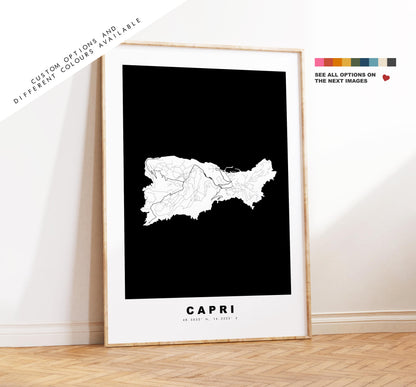 Capri Map Print - Island Map Poster - Map Art - Map Wall Art - Italy Maps - Capri Print - Capri Poster - Minimalist Map