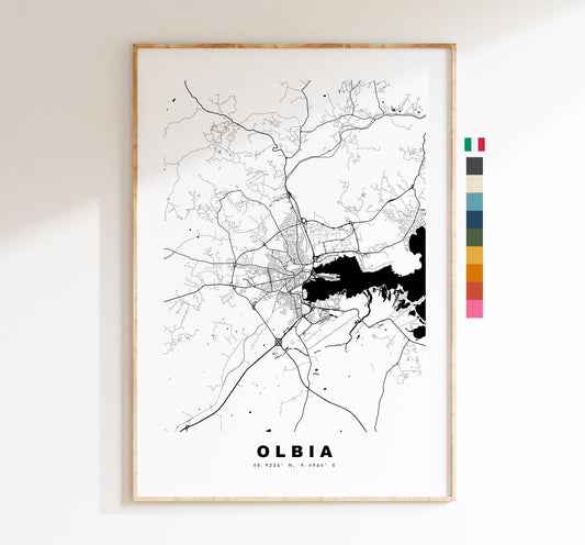 Olbia Map Print - City Map Poster - Map Art - Map Wall Art - Italy City Maps - Olbia Print - Olbia Poster - Minimalist City Map