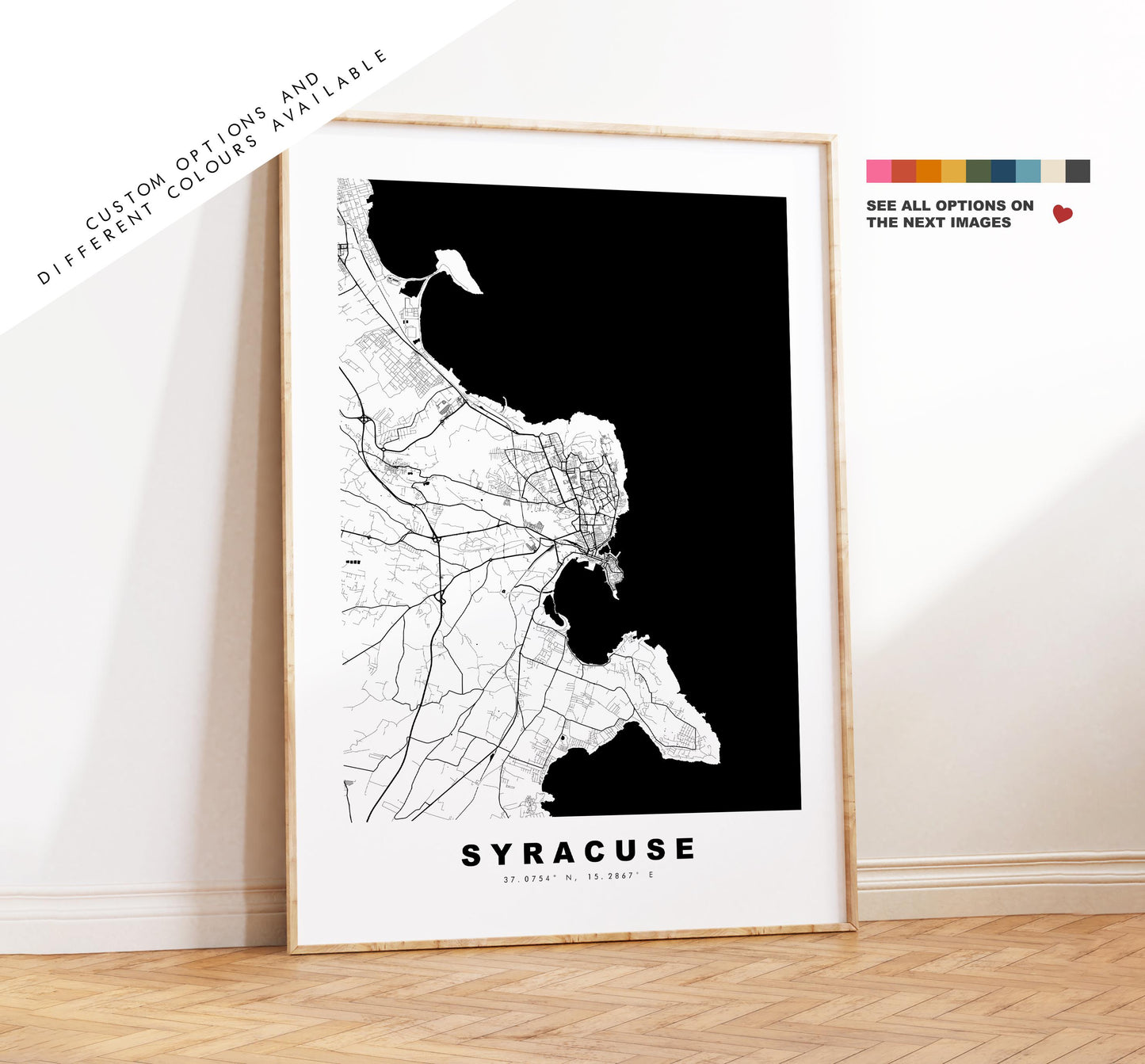 Syracuse Map Print - City Map Poster - Map Art - Map Wall Art - Italy City Maps - Syracuse Print - Syracuse Poster - Minimalist City Map